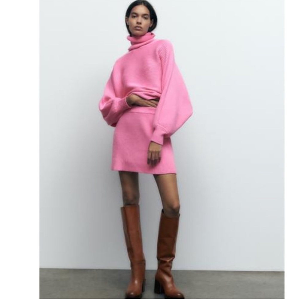 Zara Vibrant Pink Cowl Neck Sweater